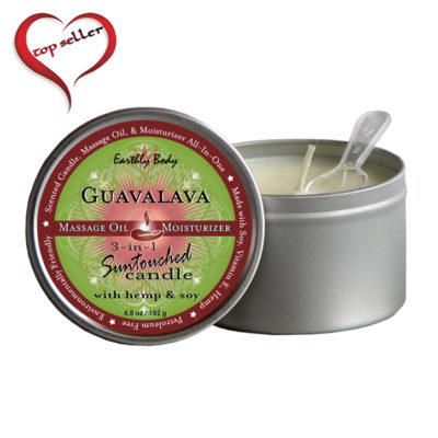 Earthly Body 3 in 1 Round Tin Massage Candle 6.8 oz. Guavalava
